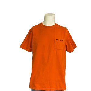 90's Nike Vintage Orange Tee Shirt with Logo on Pocket